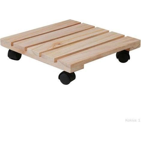 Étagère à fleurs en bois carré - Robuste - Roulettes - Plateau roulant (1/4)