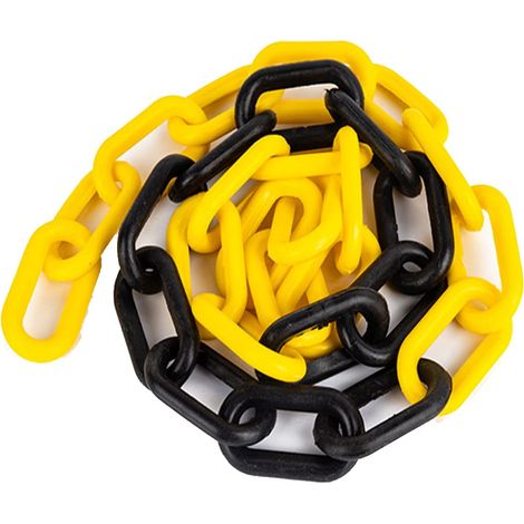 Chaînes en plastique de 12,5 m pour poteau de sécurité - Chaînes d'isolation pour le transport - Pour clôture de jardin - Jaune et noir (1/5)
