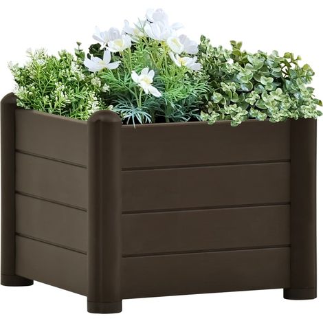 Garten-Hochbeet,Blumenkasten,Pflanzkasten Balkon, Terrasse, Garten PP Mokka 43x43x35 cm VMEC919564 (1/5)