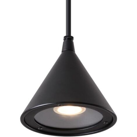 Suspension Luminaire GU10 IP44 Étanche Lustre Plafonnier LED 5W Blanc chaud Lampe Suspendue Extérieure pour Salon Chambre Cuisine Restaurant Bar Couloir, Aluminium, Noir