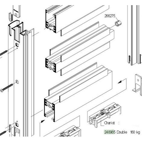 Schüco 248965 Fixed double trolley for glazing 160kg