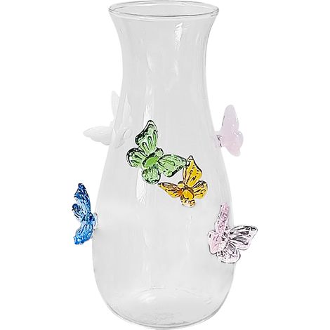 Vase décoratif papillon 3D en verre borosilicate haute qualité, design six couleurs élégant pour fleurs fraîches et séchées, pièce centrale artistique (1/5)