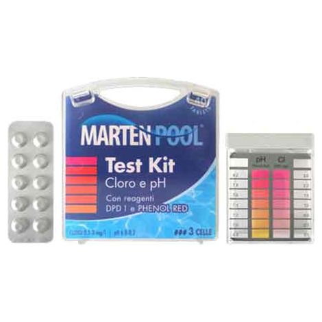TEST PER PISCINE CLORO E PH CON REAGENTI E PASTIGLIE 40 pastiglie - MARTEN