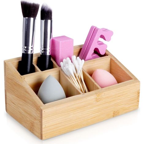 Organizer per trucchi a sette scomparti in elegante bambu