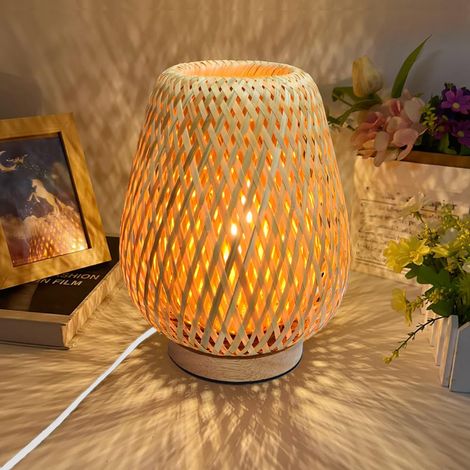 Veilleuse LED, en bois et bambou, 3 couleurs, pour la chambre, la table de chevet, le salon et une ambiance chaleureuse.-AquaForge (1/2)