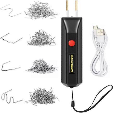 Machine à souder le plastique sans fil, kit de soudage plastique avec batterie, 4 types d'agrafes ondulées, indicateur LED pour la réparation des fissures de pare-chocs de voiture (1/5)