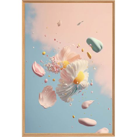 Tableau mural encadré nuage de fleur 65x97 cm - Tableau Mural Décoratif - Image Encadrée Imprimée en HD - Impression 65x97 cm sur Fibres de Bois FSC - Finition Mate - Fabriqué en France (1/5)