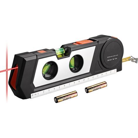 Niveau Laser Multipurpose Neoteck, Laser en Croix, Ruban à Mesurer de 9,8 pieds, Règle Ajustable en Pouces et en Centimètres pour Accrocher des Photos, des Armoires, des Carreaux et des Murs (1/5)