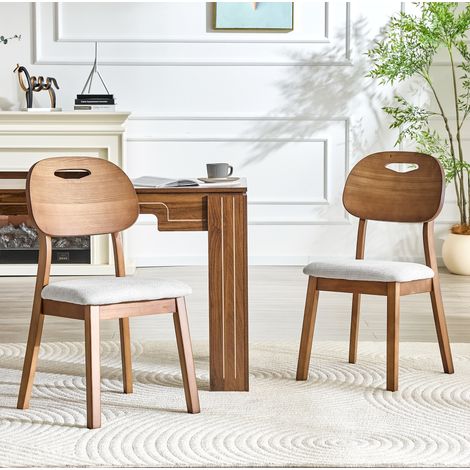 Set di 2 sedie da sala da pranzo con schienale ovale, legno, grigio DESVIAE (1/5)