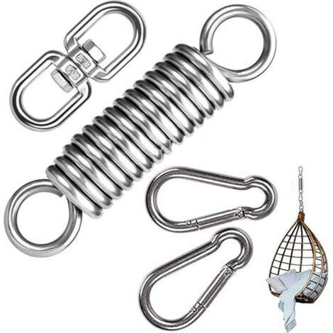 Crochet de Ressort de Hamac en Acier Inoxydable Ressort Oscillant pour Fauteuil Suspendu Balançoire Charge 250kg avec 2 Mousquetons Accessoires pour fauteuil suspendu (1/5)