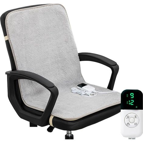 Coussin chauffant avec dossier, chauffage de chaise pour chaise de bureau, coussin chauffant, coussin de siège chauffant, 9 niveaux de température réglables, minuterie de 1 à 12 heures (1/5)