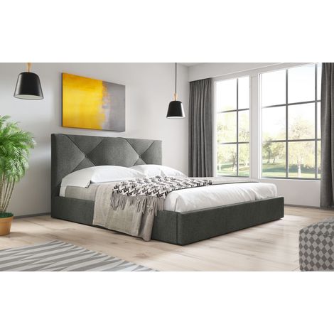 Sofello Polsterbett mit Bettkasten 120cm Dunkelgrau Modern Webstoff mit Stauraum Holz-Lattenrost Steppung (1/3)
