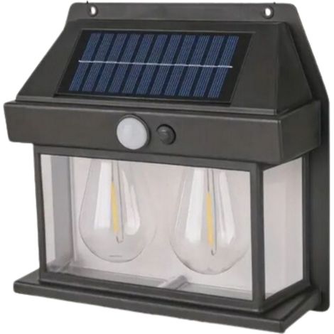 APPLIQUE LAMPADA DOPPIO LED MURO PARETE PER ESTERNO SOLARE CREPUSCOLARE GIARDINO (1/5)