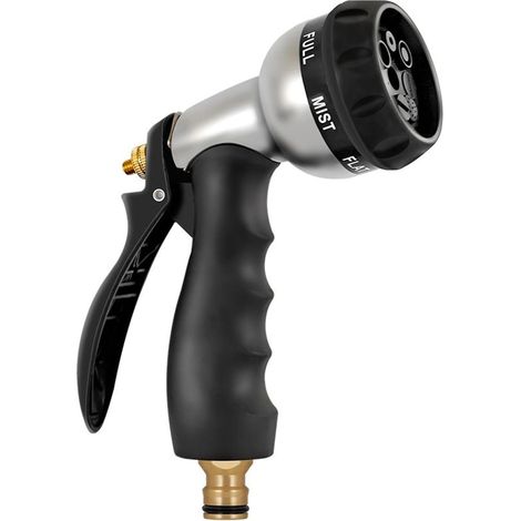 FLITI Metall-Gartenbrause, Gartensprüher, 7 Sprühmuster, multifunktional, hoher Druck, einstellbarer Wasserdurchfluss zum Bewässern und Reinigen von Haustieren (1/4)
