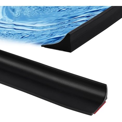 Joint Porte Douche, 300cm Seuil de Douche Barrage d'eau en Silicone, Autocollante, pour Porte de Douche sans Cadre, Séparation Humide et Sèche, Salle de Bain et Cuisine, Noire (1/5)