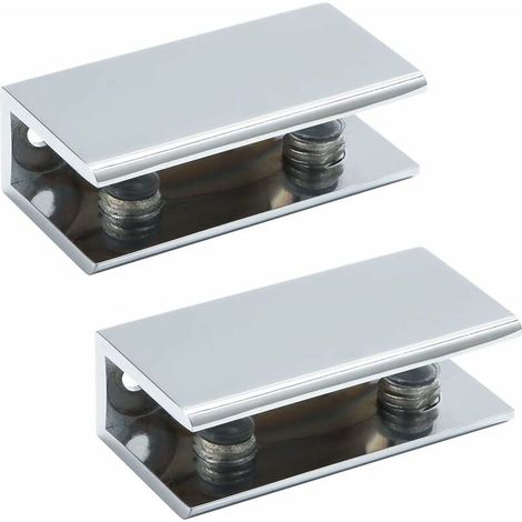 Morsetto per vetro, supporto per mensola in vetro, supporto per mensola a parete, cerniera per porta, adattabile per vetro di spessore 8-12 mm, finitura in acciaio inossidabile lucido, 2 pezzi