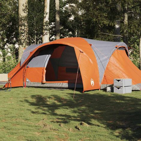 vidaXL Tente familiale à dôme 6 personnes gris et orange imperméable (1/5)