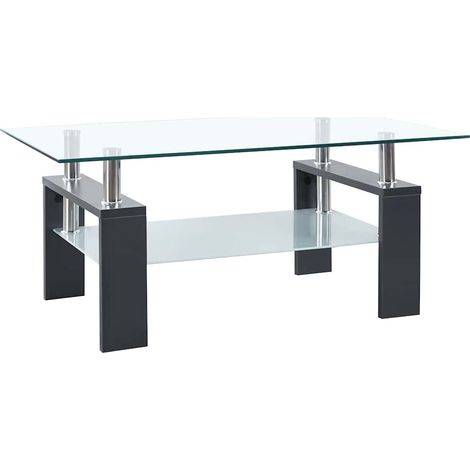 Coffee Table Grey and Transparent 95x55x40 cm Tempered Glass vidaXL (1/5)
