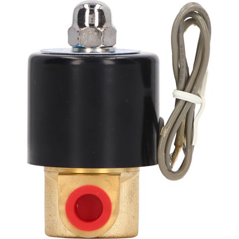 Elektrisches Magnetventil, normalerweise geschlossen, 2-Wege-Anschluss, 1/4 Zoll, Messing, elektromagnetisches Ventil für Wasser, Luft, Gas, Heizöl, 24 V DC (1/5)