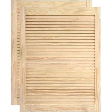 Helloshop26 – Porte à persiennes 2 pièces 69 x 49,4 cm – Bois de pin massif – Circulation d'air optimale – Pour espaces intérieurs