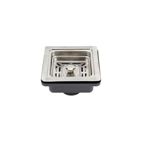 (4.5cm)Égouttoir carré en acier inoxydable pour évier de cuisine, maison, bouchon anti-blocage en maille (1/4)