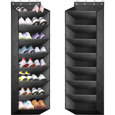 Porte Chaussures Mural, Rangement Chaussures Suspendu, Rangements pour Chaussures au-Dessus de la Porte, Noir (1/5)