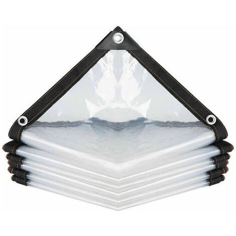 Waterproof Clear Tarpaulin with Eyelets, Multi-Purpose PE Rainproof Tear Resistant Ultra Light Tarp Cloth (Color : Clear, Size : 200x200cm)