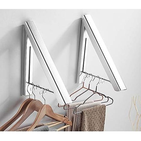 2pcs Cintre Pliant fixé au Mur, vêtements d'extérieur d'intérieur en Aluminium, pour Chambre à Coucher, Salle de Bain, Balcon (1/5)