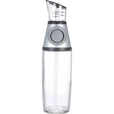Distributeur d'huile d'olive, bouteille en verre pour vinaigre, système de dosage par pompe, flacon souple, huilier à vinaigrette, doseur pour la cuisson avec verre doseur 500 ml / 17 oz (1/5)