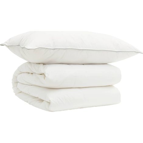 Bettdecke und Kissen Set 2 pcs 137x200 cm 4 Jahreszeiten Wolle vidaXL (1/5)