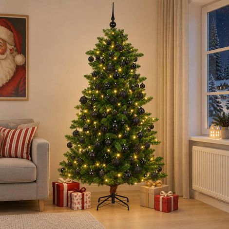 vidaXL Artificial Christmas Tree with Bauble 240 cm 300 LEDs (1/5)