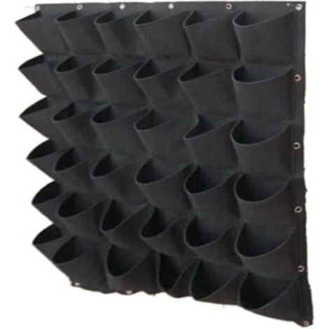 Grow bag, borsa per piante da parete con tasche, fioriera verticale sospesa in feltro, resistente ed ecologica, borsa per piante verticale - nera, 36 tasche (1/4)