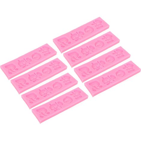 Ensemble de 8 moules en silicone rose pour fondant, idéal pour la décoration de gâteaux d'anniversaire, la confection de bonbons et les loisirs créatifs. (1/5)