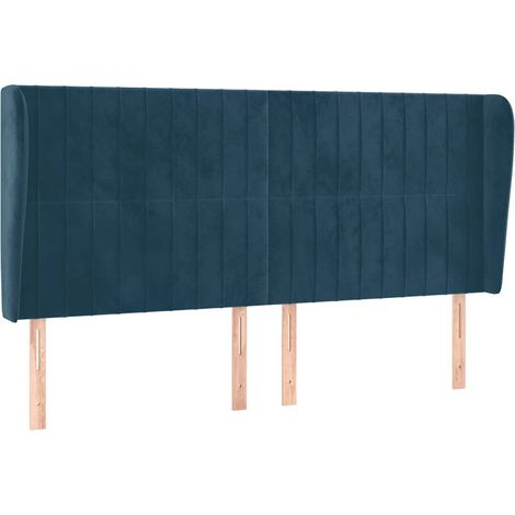 Maison Exclusive - Testiera ad Orecchio Blu Scuro 203x23x118/128 cm in Velluto
