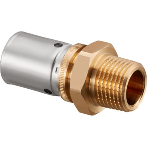 OVENTROP Conexión a presión con AG Cofit P 26 x 3,0 mm x R 3/4, latón resistente a la deszincificación, manguito de presión de acero inoxidable, 1512048