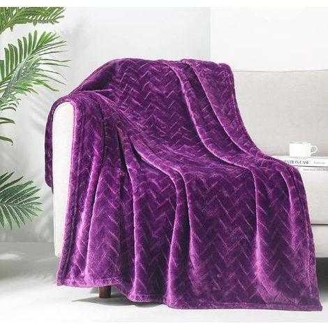 Couverture en polaire en peluche,couverture de canapé taille queen, couverture décorative douce et moelleuse pour canapé- confortable et légère,Violet, 127x152 cm (1/5)