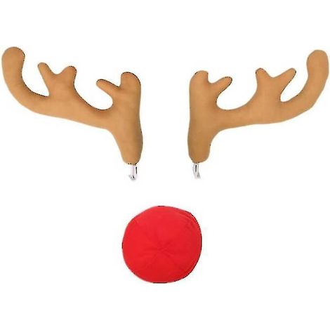 Kit de 3 décorations de Noël amusantes pour véhicules : bois de cerf avec nez (beige clair)