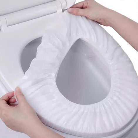 Housses de siège de toilette jetables imperméables en non-tissé pour les voyages, les toilettes publiques et un usage familial, lot de 30 100. (1/5)