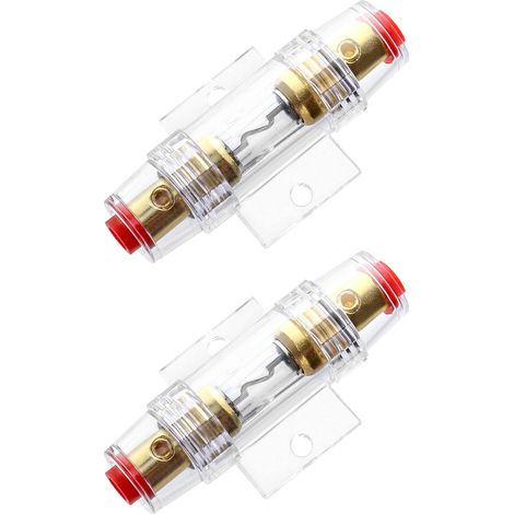2 Pcs Porte Fusible en Ligne AGU 4/8 AWG 12V-48V DC avec Fusibles 60A AGU pour Audio/Alarme/Amplificateur/Compresseurs de Voiture (1/4)