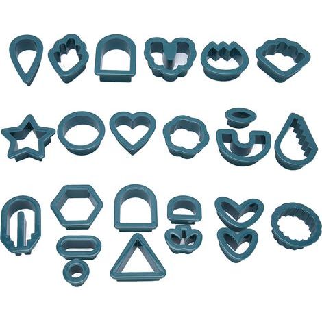 24 pièces emporte-pièces en argile polymère pour boucles d'oreilles DIY, bords épaissis, sécurité alimentaire pour pâtisserie et bougies, couleur bleue (1/5)