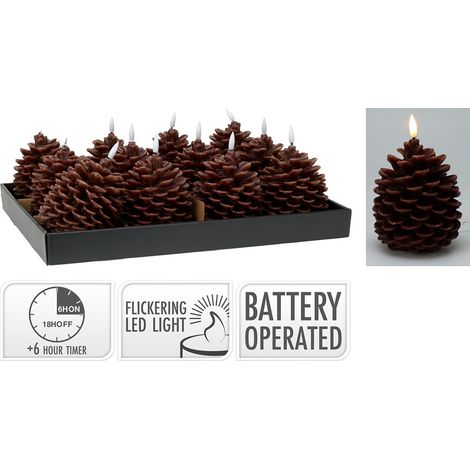 LED-Ananas-Form Kerze mit Flammeneffekt, Braun, 13cm. Basics