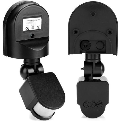 110V-240V Einstellbarer PIR-Körperbewegungssensor mit Infrarotsensor und Lampenschalter (Schwarz) (1/5)