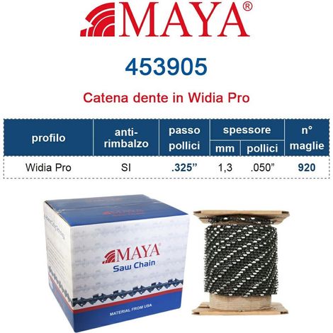 Rotolo Catena Motosega .325" - 1,3 mm .050" - 920 maglie Prof. Widia Pro con antirimbalzo 453905