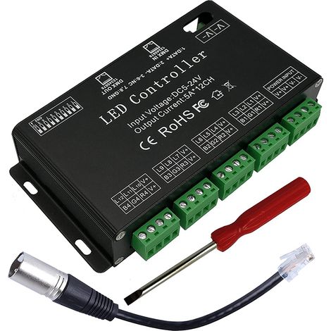12 Canaux DéCodeur RGB LED ContrôLeur 60A PWM DMX512 Variateur pour Bande et Module LumièRe DC12V-24V (1/5)