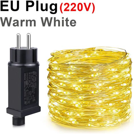 (Lumière chaude, 100 m, 1000 LED) Guirlande lumineuse LED, fil de cuivre, guirlande lumineuse féérique pour jardin, couronnes d'extérieur, décorations pour la maison, décorations de fête, décorations  (1/5)