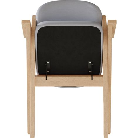 Set di 4 sedie da pranzo pieghevoli in legno e lino grigio con braccioli stile moderno MODENUIT (1/5)