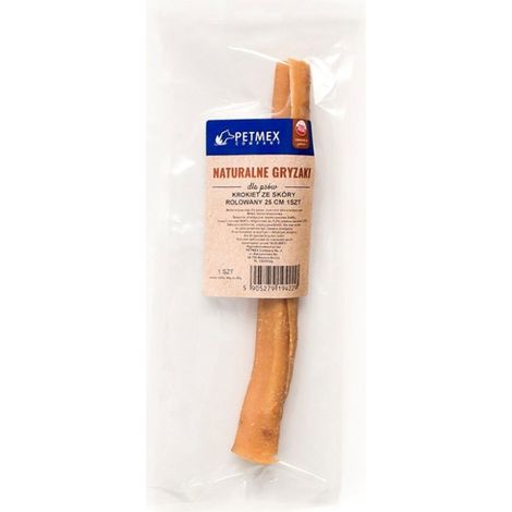 Natürlicher Hunde-Leckerli-Kauartikel Petmex Schweinehautkrokette 25cm, 1 Stück. (1/4)