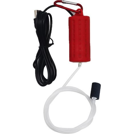 Mini-USB-Sauerstoffpumpe, geräuschlose Luftpumpe für Aquarien, tragbare Sauerstoffpumpe für Fischbecken und Aquarien, Rot (1/5)