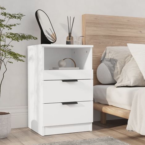 Mesita de noche madera contrachapada blanco vidaXL (1/5)