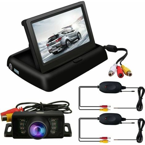 Kit 4.3&Prime Caméra Recul écran LCD Moniteur IR Vue Arriere Pliable Sans Fils Auto (1/4)